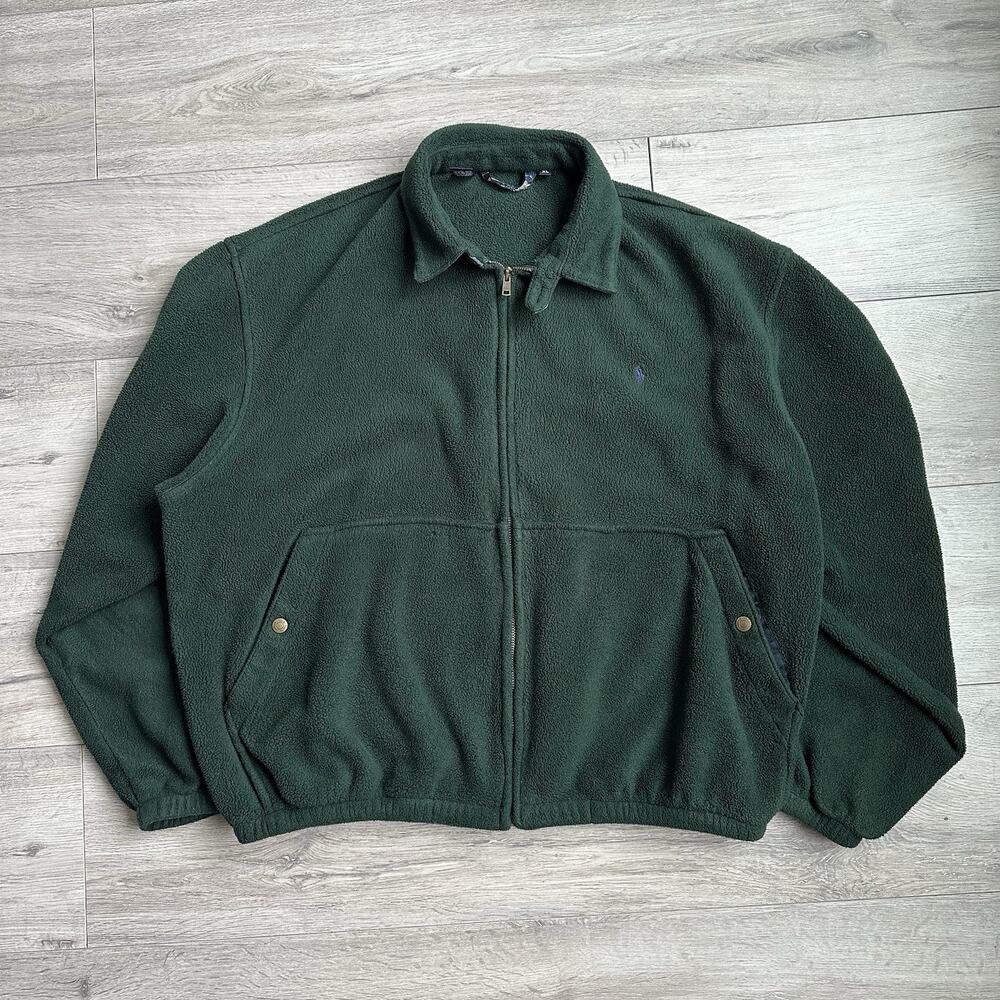 Polo Ralph Lauren VTG 70-80s Harrington Jacket Mens XL Green Fleece Full Zip USA